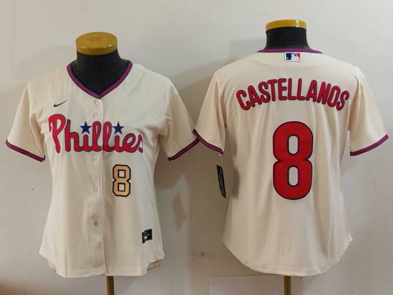 Women%27s Philadelphia Phillies #8 Nick Castellanos Cream Cool Base Jerseys